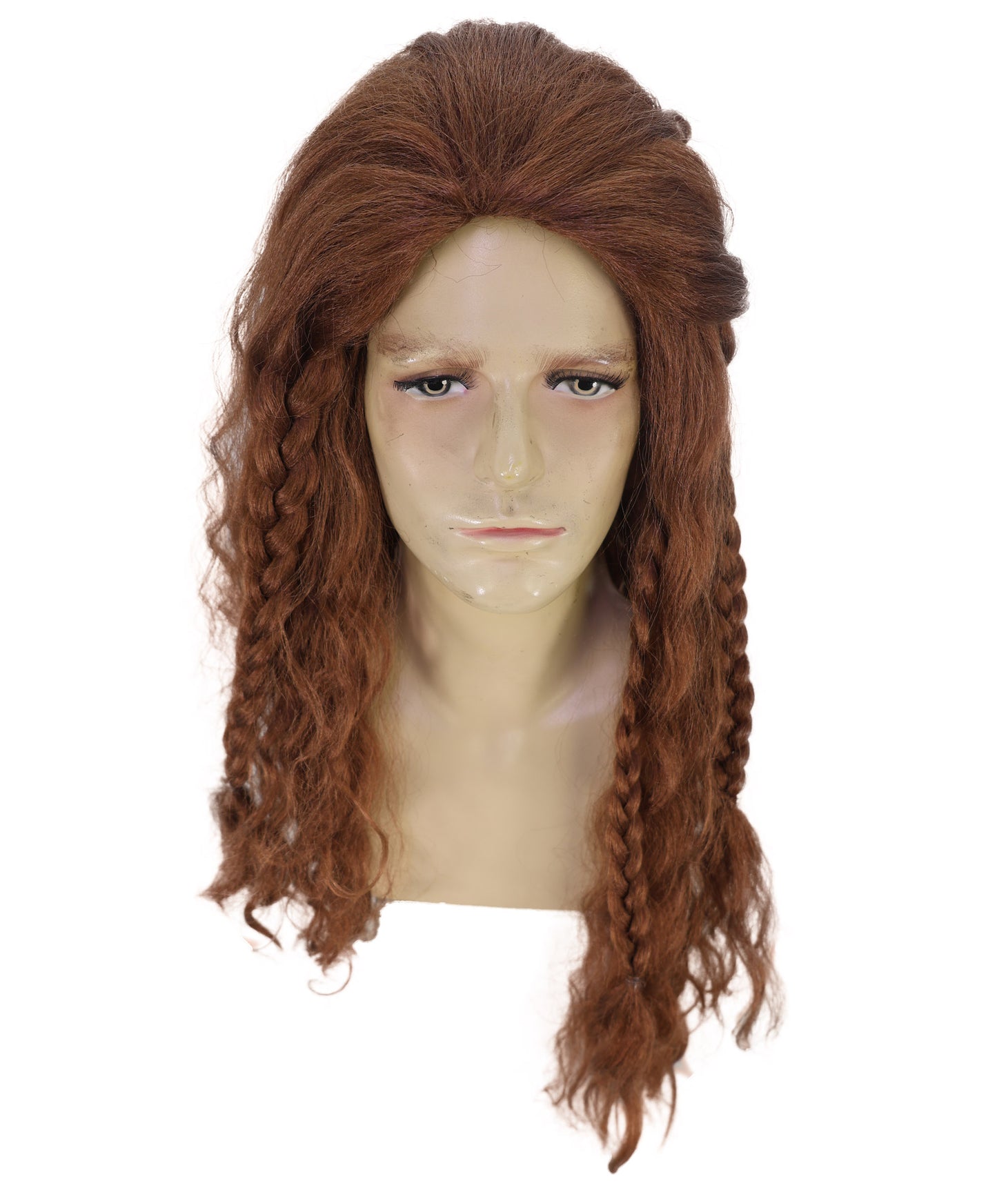 HPO Men's Long Wavy Copper Wig | Synthetic Hair | Natural Layered Style for Cosplay, Halloween & Party Events