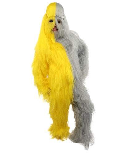 HPO Teen Extreme Hairy Person Two Part Costume, Mask and Bundle Set - Full-Body Hair Suit Extra-Long Costume Wig for Halloween, Cosplay & Parties - Multiple Color Options