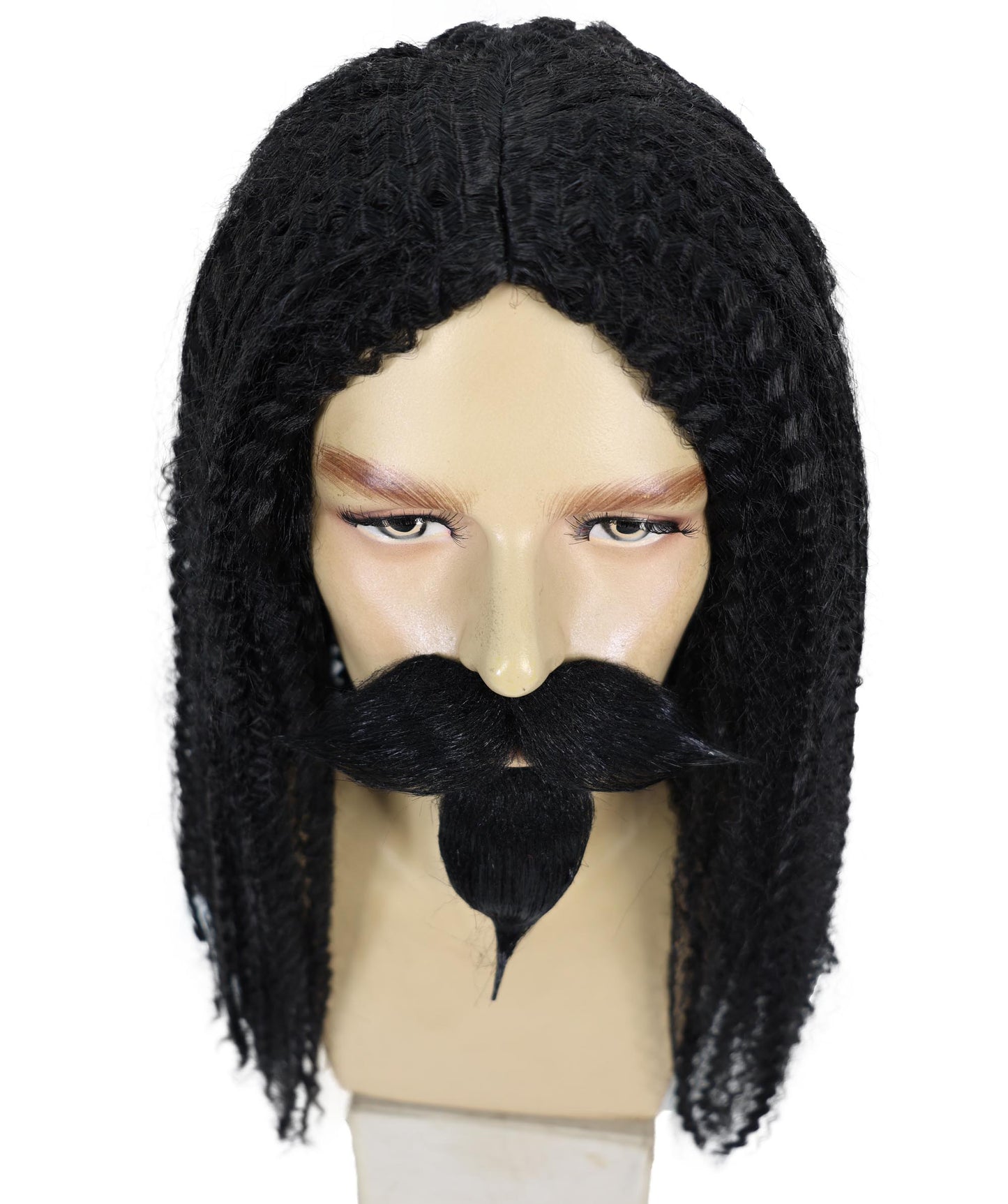 HPO Men's Black curly Musketeer Wig | Halloween Wig | Flame-retardant Synthetic Fiber