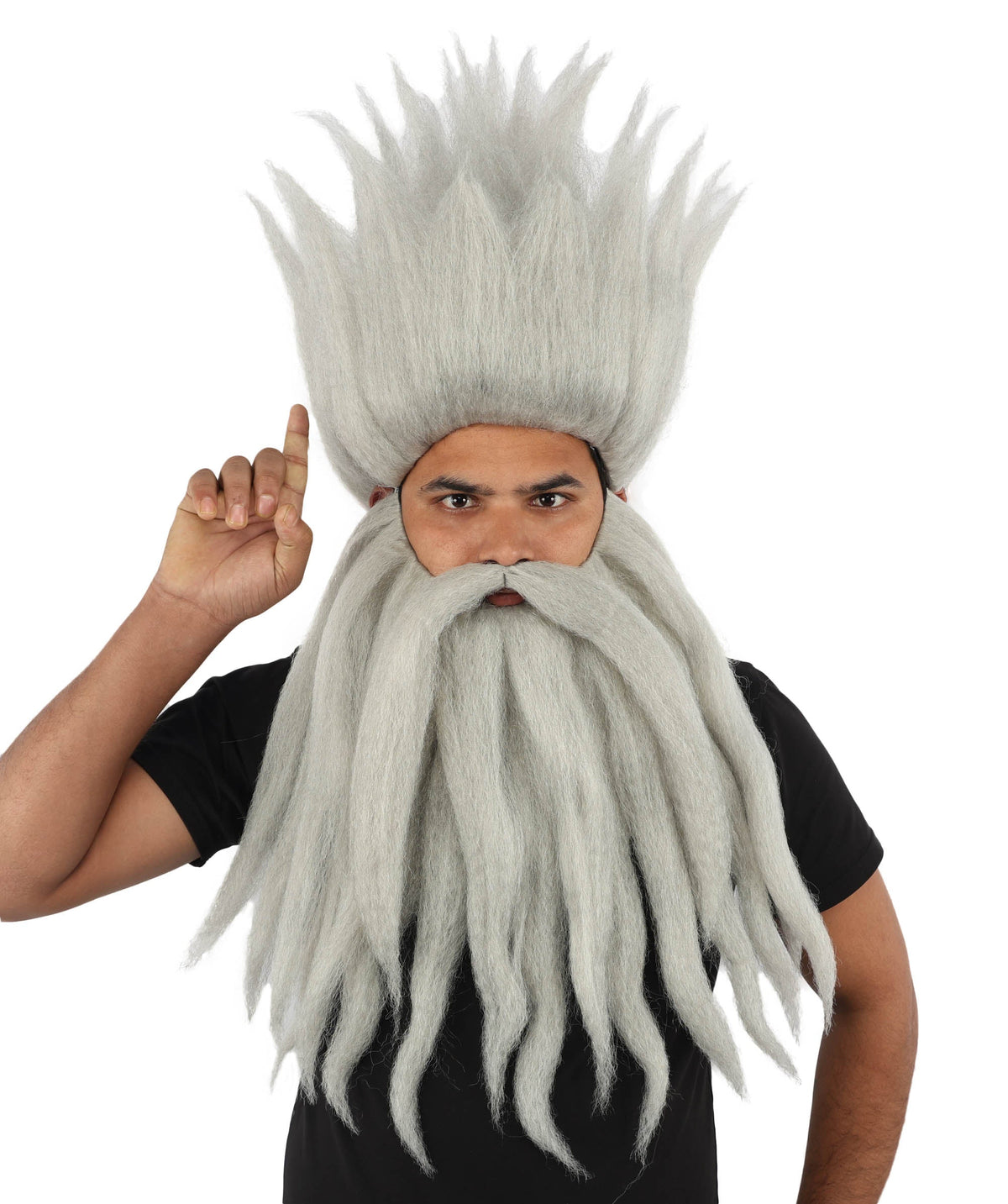 Wild Man Wig Beard & Mustache Set | Voluminous Multicolor Options Messy Hair with Matching Facial Hair, Synthetic Fiber & Breathable Cap | Halloween, Jungle Roleplay, Theater, Carnival & Costume Party