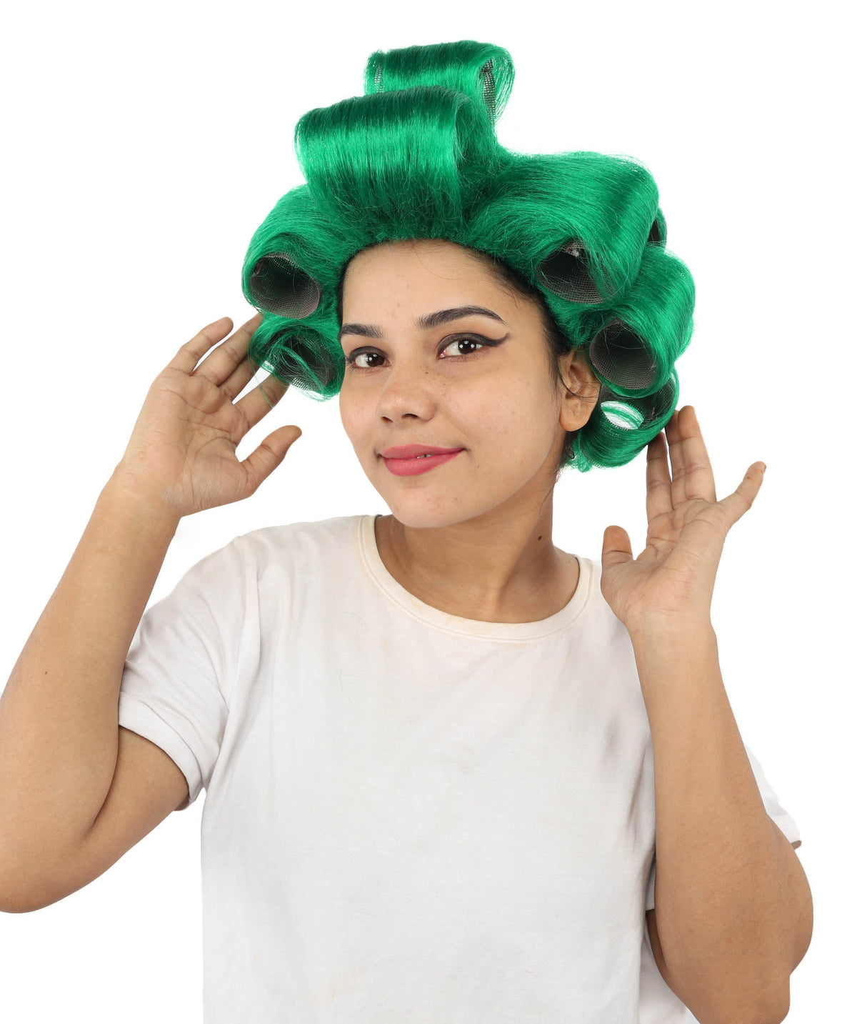 HPO Adult Women's Retro Roller Set Pink Wig | Multiple Color Options, create of synthetic fiber, large cylindrical curler texture, capless cap | Party, Halloween, theater, drag, performance, costume events