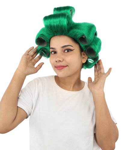 HPO Adult Women's Retro Roller Set Pink Wig | Multiple Color Options, create of synthetic fiber, large cylindrical curler texture, capless cap | Party, Halloween, theater, drag, performance, costume events