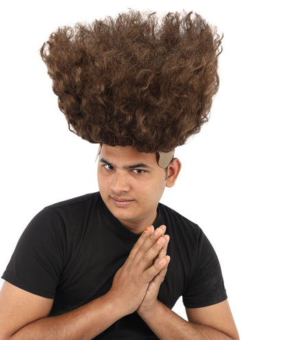 HPO Men’s Tall Afro Wig | Multicolor Options | Animated Scientist Style Hair | Funny Hairpiece with Bouncy Curls and Capless Cap | Retro Nerd Look for Parties, Shows & Halloween