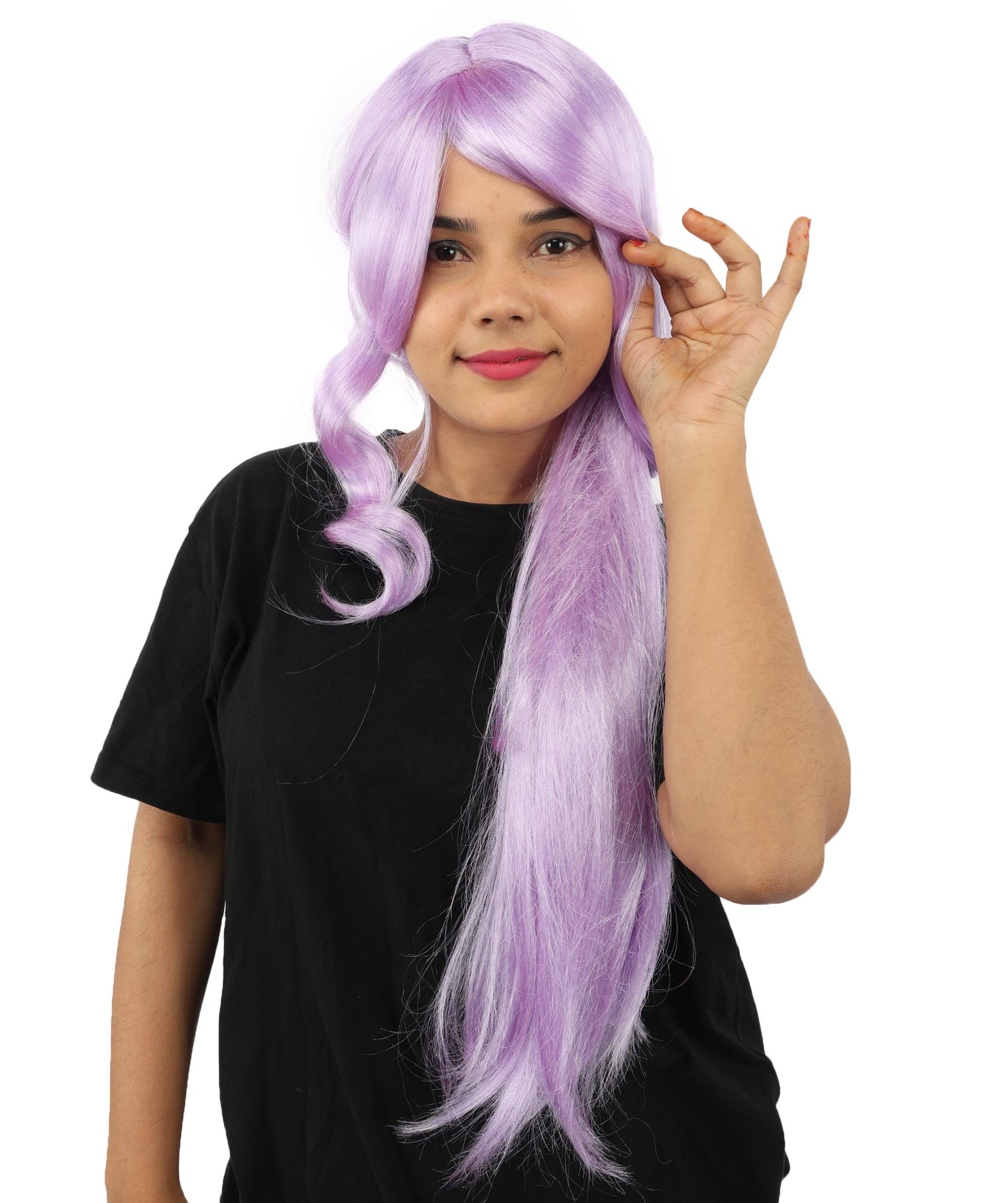 HPO Adult Women's Anime Character Wig | Multiple Color Options | Synthetic Fiber with Side Swept Bangs and Top Tuft | Halloween Party and Comic Con Events