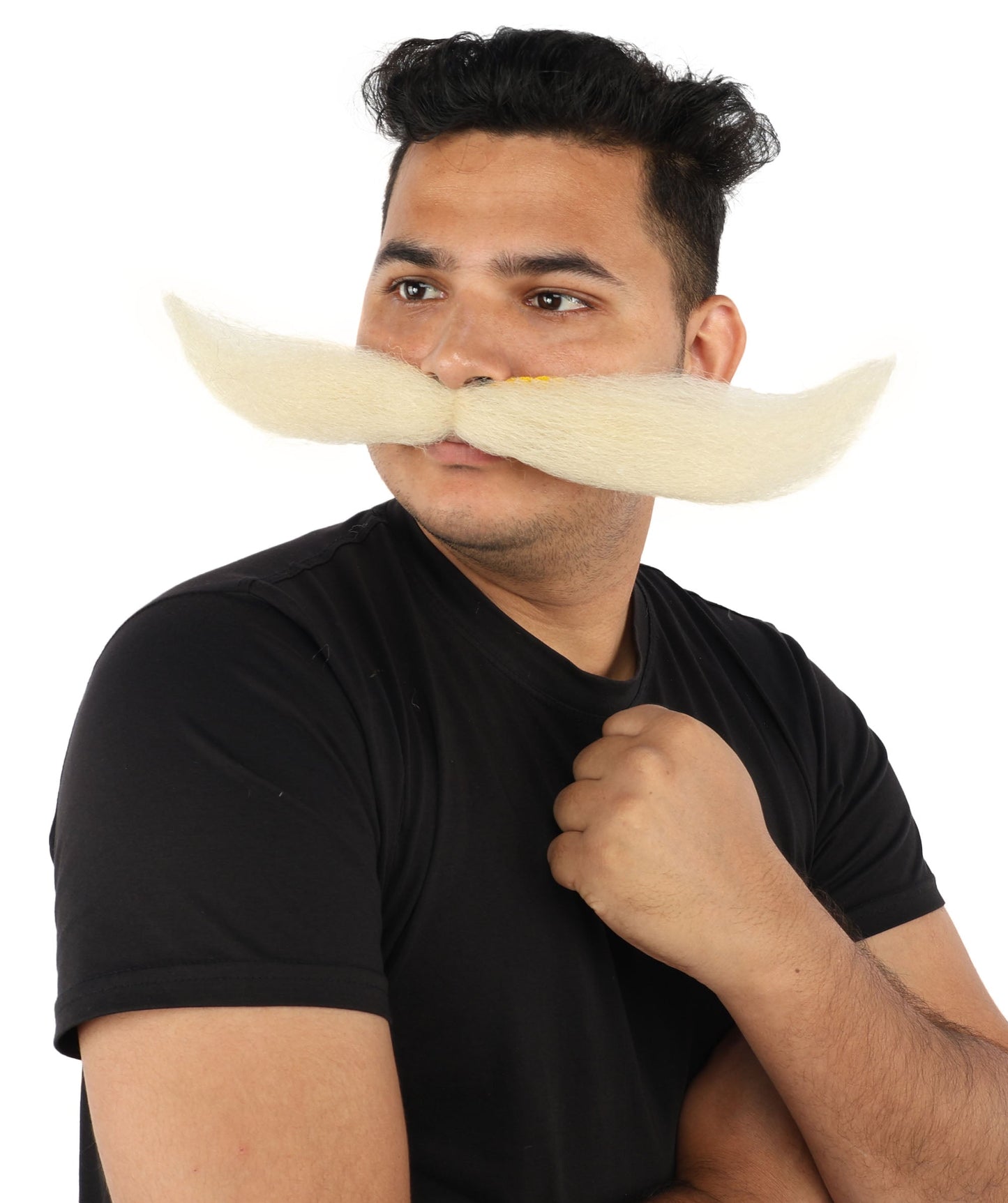 HPO Adult Men's Giant Mustache | Multiple Color Options | Self-Adhesive Fake Mustache | Realistic Costume Facial Hair Accessory for Halloween, Parties & Roleplay