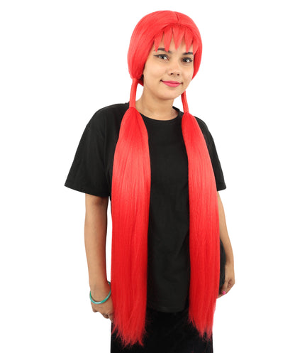 HPO Women's Extra Long Pigtail Wig | Multicolor Options | Floor Length Straight Twin Tails with Bangs, Heat Friendly Synthetic Fiber & Adjustable Cap | Halloween, Fairy Roleplay, Magical Girl Theme, Theater & Carnival