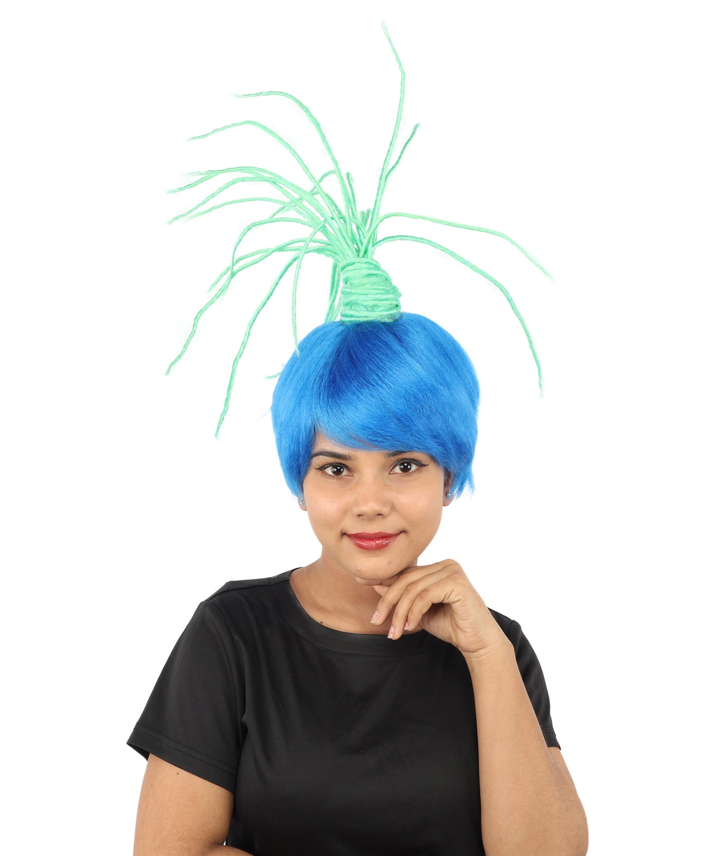 HPO Women's Multicolor Fiber Optic Style Wig | Upward Standing Stringy Ponytail, Techno Troll Cosplay & Rave Accessory | Halloween, EDM Festival, DJ Costume & Glow Party