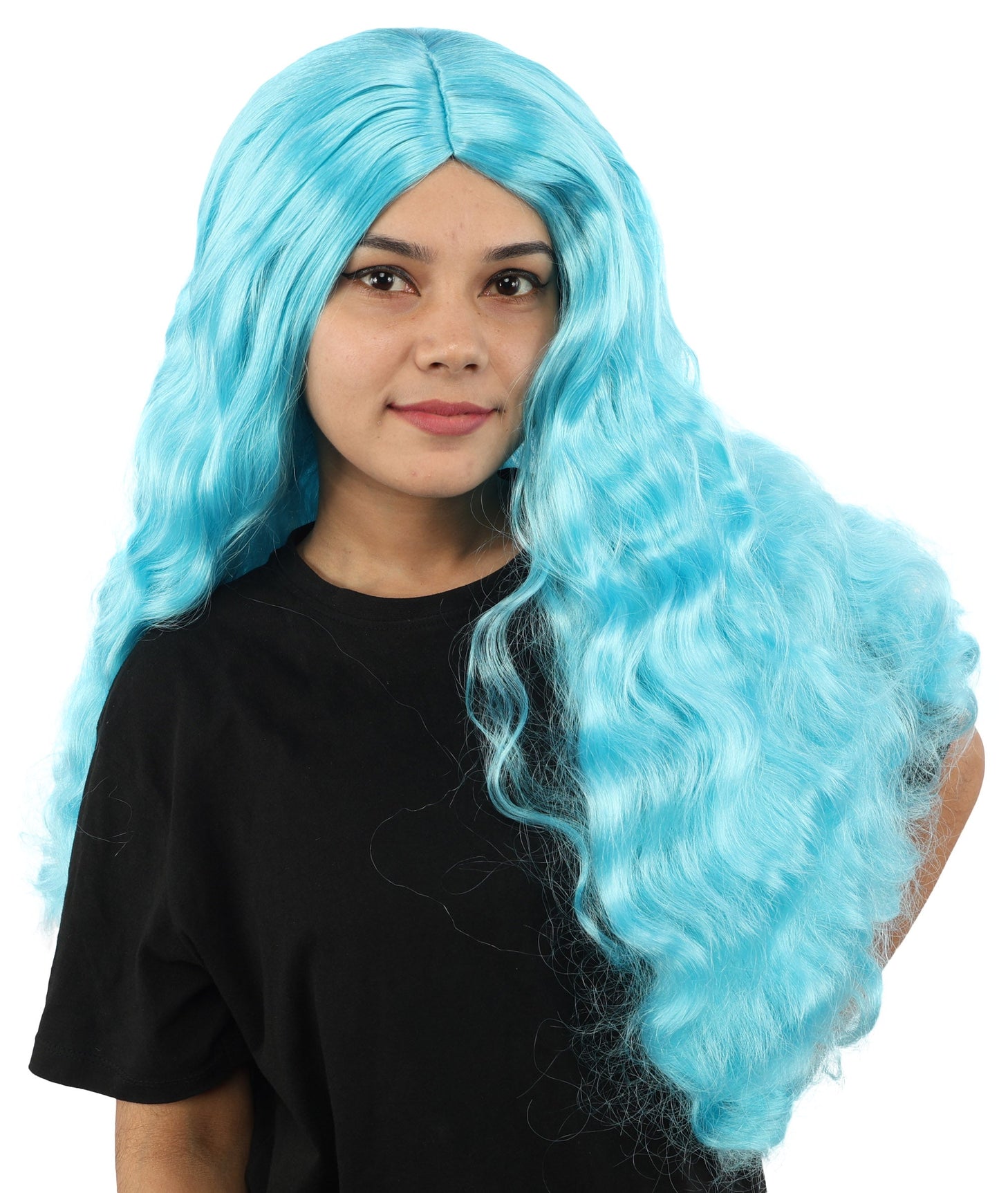 HPO Adult Women's Long Wavy Wig | Multiple Color Options | Center Parted Ginger Curls with Voluminous Ends, Heat Resistant Synthetic Fiber & Breathable Cap | Halloween, Teen Roleplay, Theater, Themed Party & Costume Events