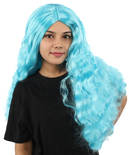 HPO Adult Women's Long Wavy Wig | Multiple Color Options | Center Parted Ginger Curls with Voluminous Ends, Heat Resistant Synthetic Fiber & Breathable Cap | Halloween, Teen Roleplay, Theater, Themed Party & Costume Events