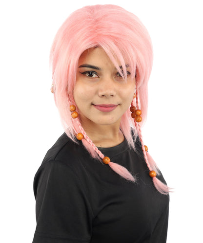 HPO Adult Women's Long Tribal Braided Wig | Multiple Color Options | Dark Shaggy Bob with Beaded Strands, Synthetic Fiber & Breathable Cap | Halloween, Sci-Fi Roleplay, Fantasy Costume