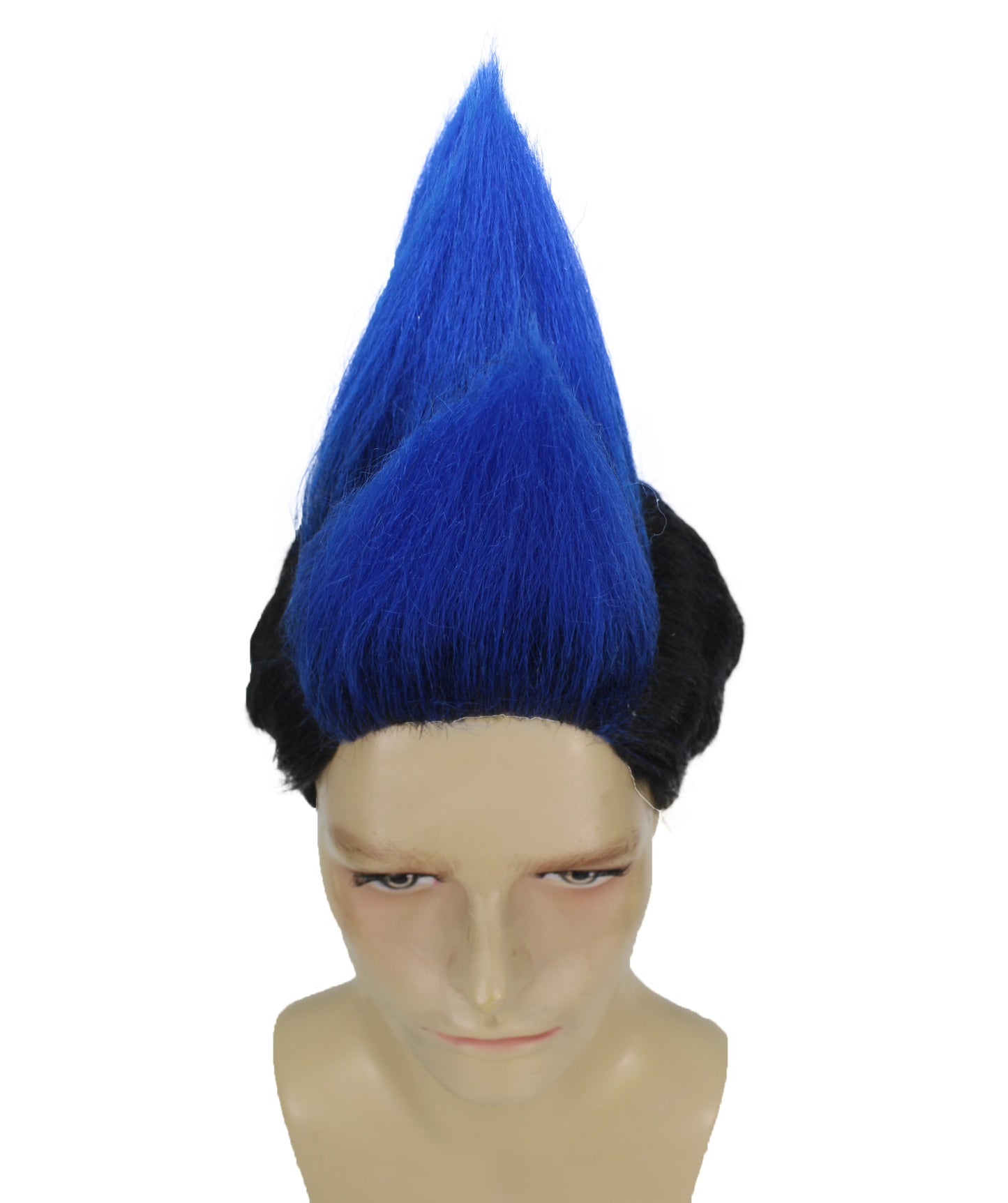 HPO Adult Men's Karate Cobra Mohawk Blue & Black Wig – Perfect for Halloween & Cosplay, Premium Breathable Capless Cap