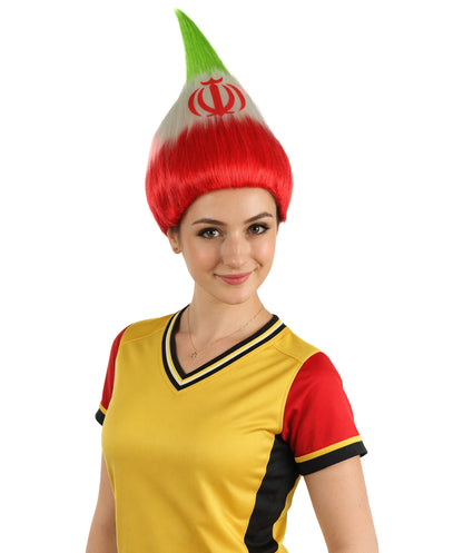 Women's Iran Flag Troll Wigs | National Pride | Premium Breathable Capless Cap