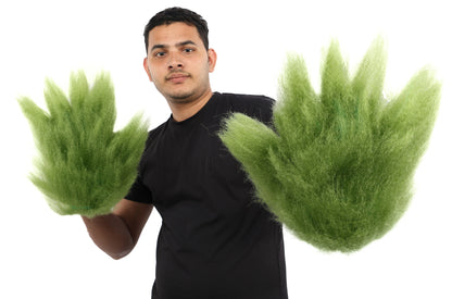 HPO Adult Unisex Banana Leaf  Furry Monster Grinch Costume | Christmas Santa Costume | Full-Body Fur Outfit with Long Fluffy Fabric | Ideal for Halloween, Cosplay & Party Events