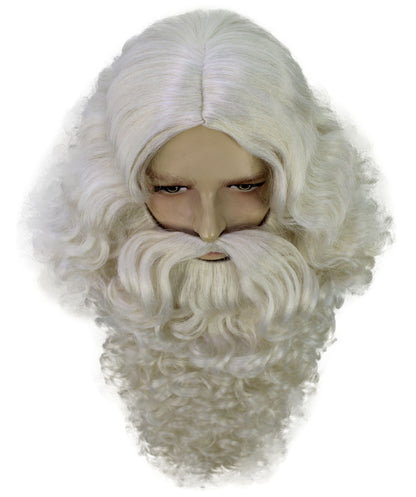HPO Deluxe Long Santa Wig Beard & Mustache Set – Synthetic Costume Accessory