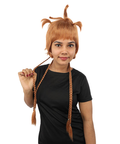 HPO Adult Women's Animal Ear Braided Wig | Multiple Color Options | Synthetic fiber, short bob with sculpted ears and long micro-braids, breathable base | Party, Halloween, theater, drag, performance, costume events