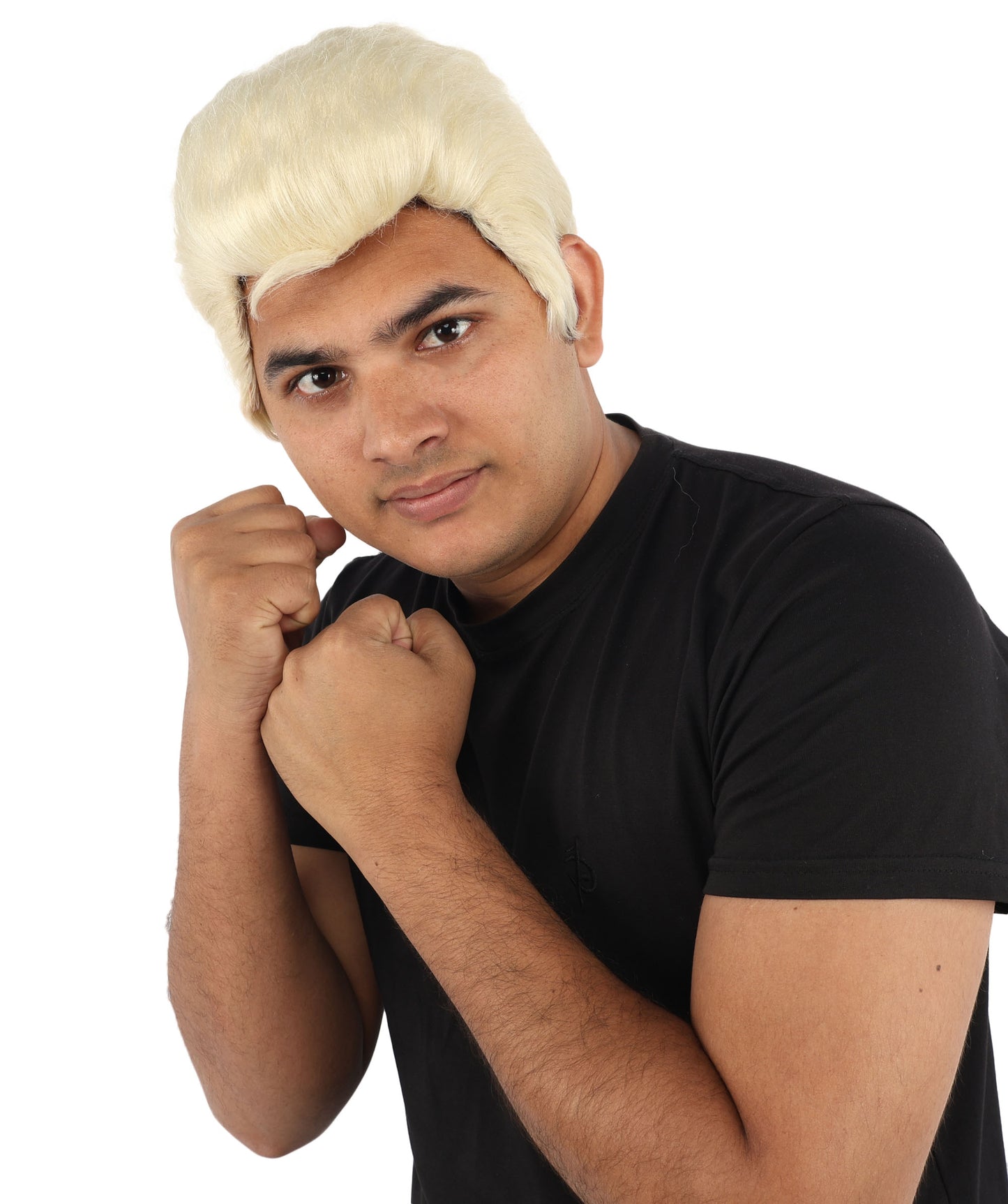 HPO Men's Side Swept Undercut Wig | Short Brown Texture with Tapered Sides, Heat Resistant Synthetic Fiber & Breathable Net | Halloween, Space Ranger Cosplay, Sci-Fi Theme Party & Roleplay