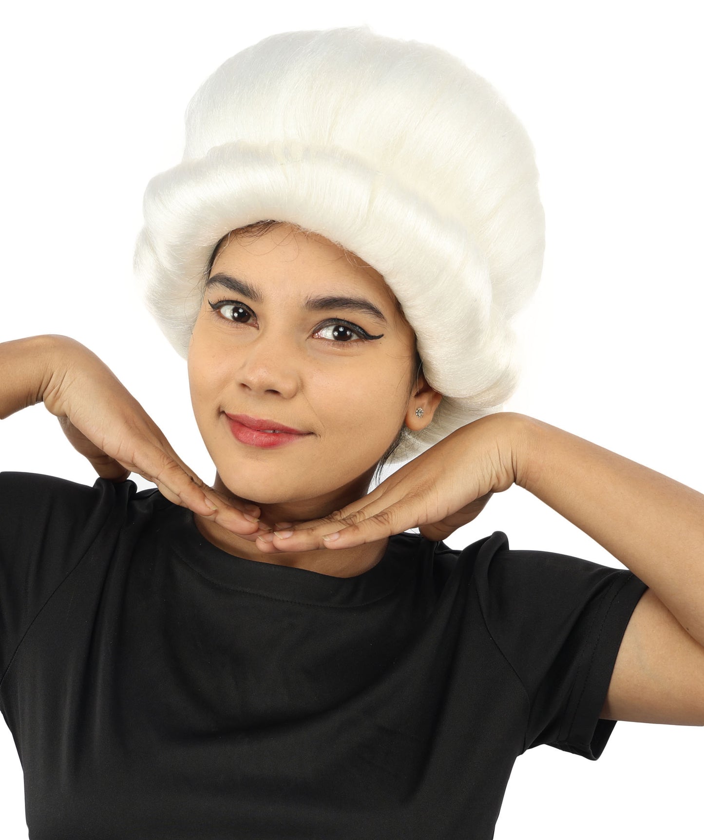 HPO Women's Voluminous Golden Blonde Grandma Wig | Medium Puffy Afro Style with Silver Texture, Synthetic Fiber & Adjustable Fit | Halloween, 100th Day of School, Theater & Funny Costume