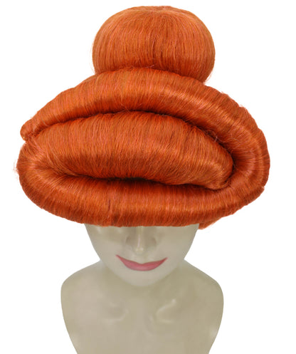 HPO Women's Fictional Character Orange Knot Bun Pompadour Wig I Halloween Wig I Flame-retardant Synthetic Fiber