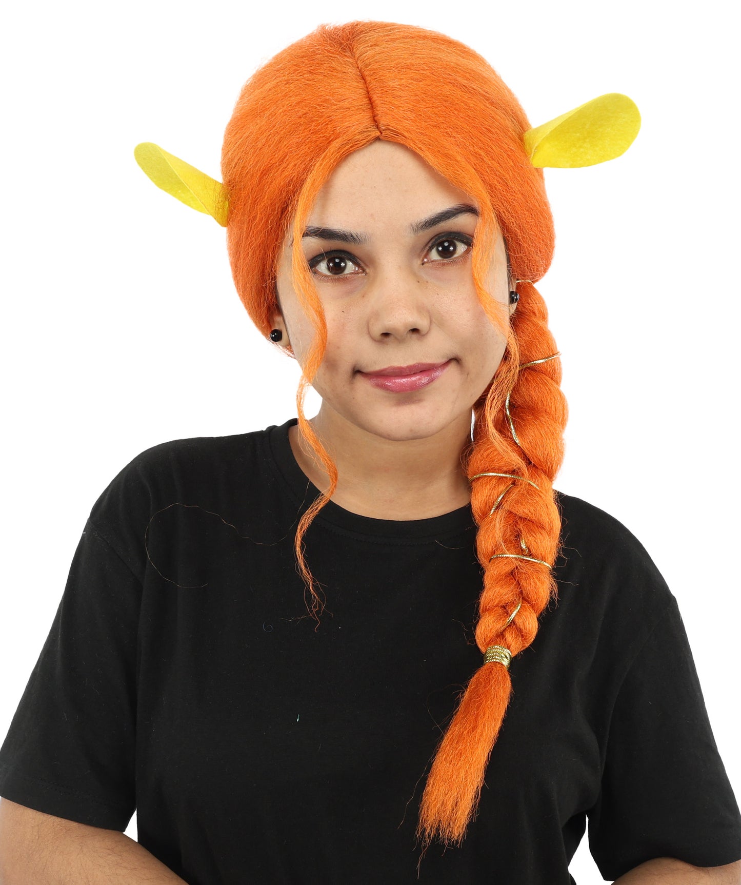 HPO Women's Long Braided Orange Wig | Flame-Retardant Synthetic Fiber With Capless Cap | Ideal For Theater, Halloween And Cosplay
