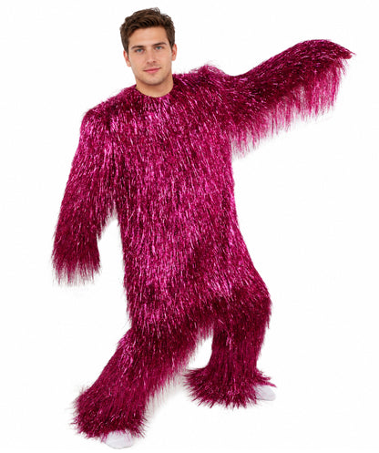 HPO UnisexTinsel Hairy Costume, Bundle & Mask Set | Full-Body Suit & Matching Mask | Long Hair Funny Costume for Halloween, Performers, Cosplay & Mascots | Multicolor Options