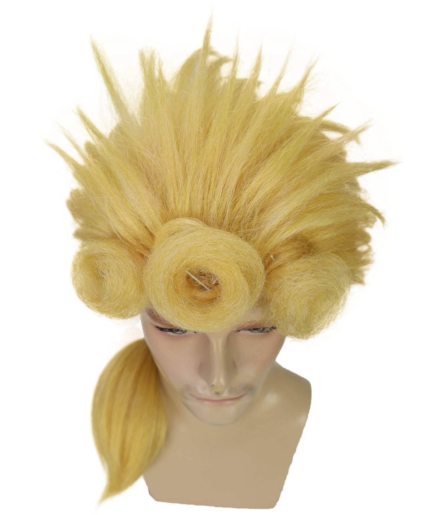 HPO Men's Anime-Inspired Golden Blonde Wig | Short Layered Costume Hairpiece | Breathable Capless Cap