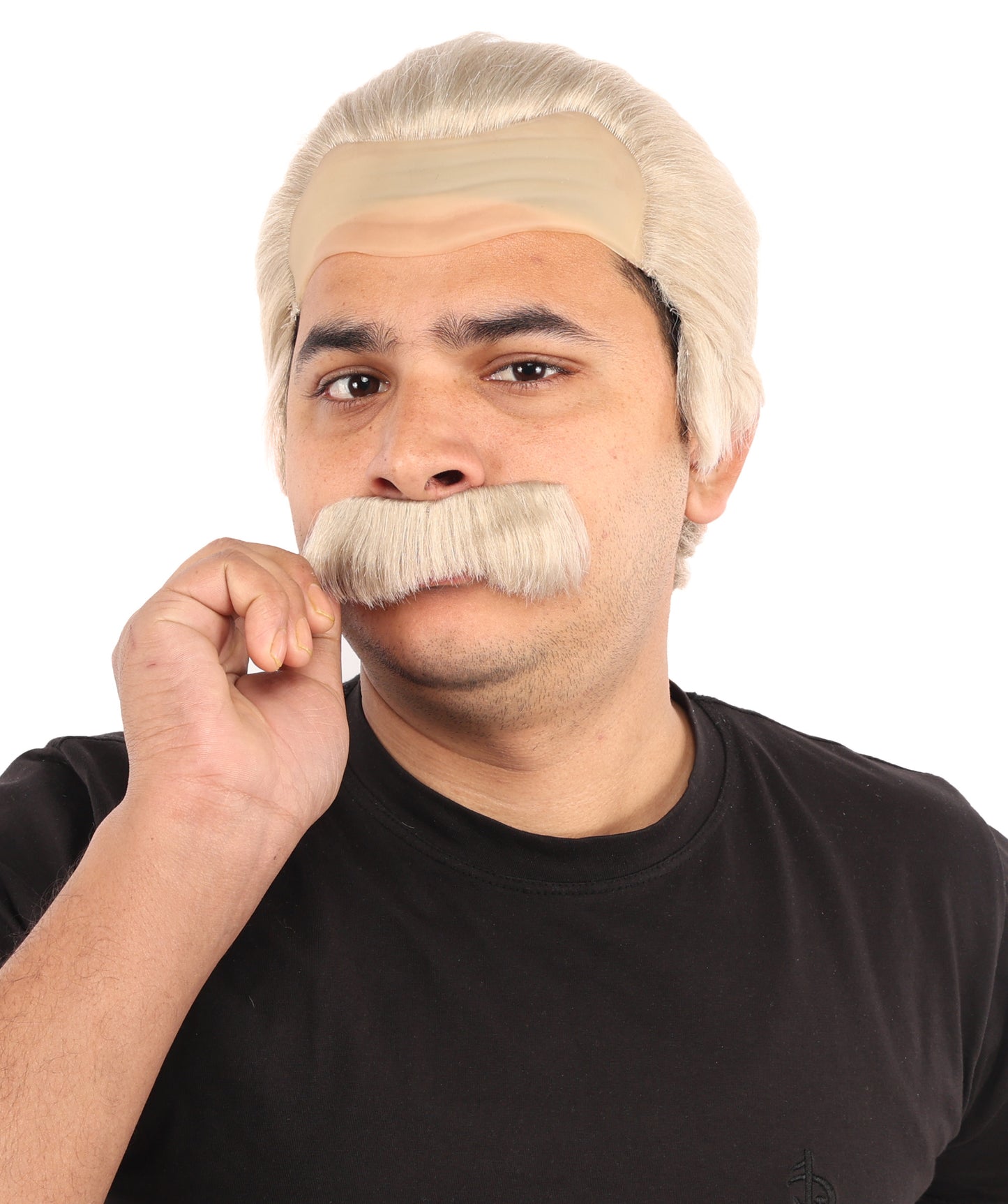 HPO Men’s Blonde Wig and Moustache Set | Short Combed Costume Hair for Book Day, Cosplay & Theatre | Synthetic Fiber Accessories