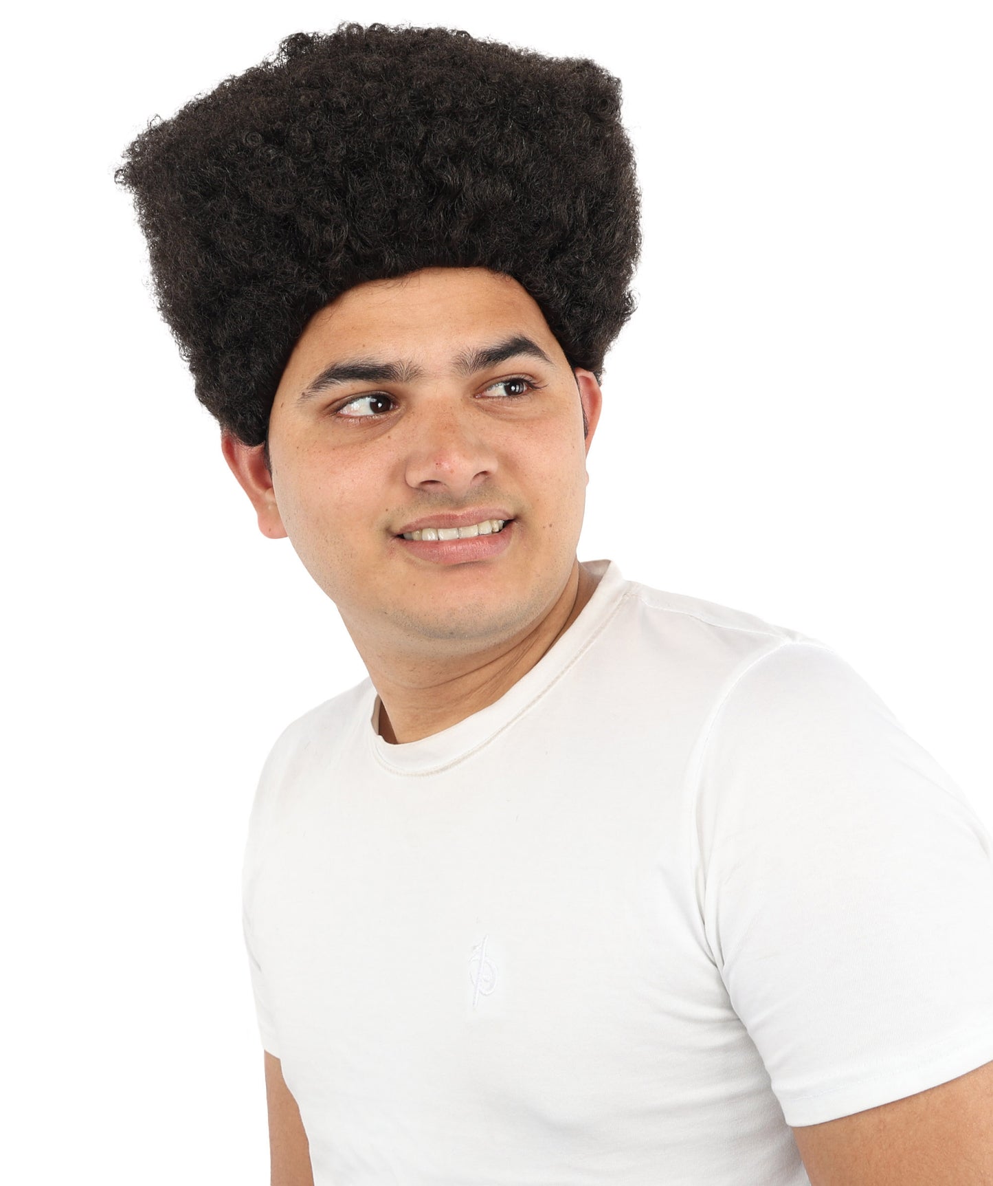 HPO Men’s Movie Character High Top Flat Brown Wig – Flame-retardant Synthetic Fiber | Retro Cosplay Hair for Halloween Party & Cosplay