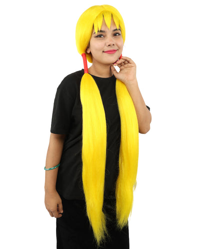 HPO Women's Extra Long Pigtail Wig | Multicolor Options | Floor Length Straight Twin Tails with Bangs, Heat Friendly Synthetic Fiber & Adjustable Cap | Halloween, Fairy Roleplay, Magical Girl Theme, Theater & Carnival