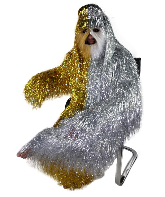HPO Unisex Tinsel Hairy Two-Part Costume, Bundle & Mask Set | Full-Body Suit & Matching Mask | Long Hair Funny Costume for Halloween, Performers, Cosplay & Mascots
