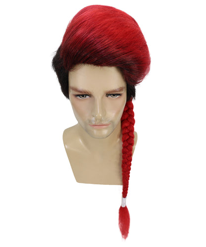 HPO  Men American Comic and Mutant Superhero Braid Red and Black Maroon Long Pigtails Wig  | Halloween and Party Wig | Flame-retardant Synthetic Fiber