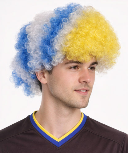 Uruguay Sport Afro Fun Wig | Jumbo Blue White Wig