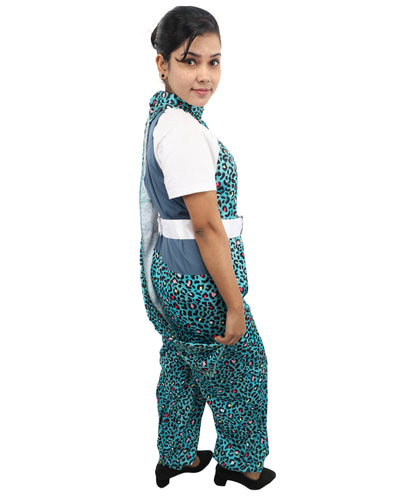 HPO Women's Vintage Disco Dancer Costume | Sleek Patterned Jersey Construction with Satin Accent Belt and Neck Muffler | Ideal for Halloween, Theater, Drag, and 1970s Performance Events