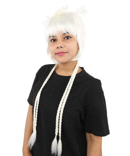 HPO Adult Women's Animal Ear Braided Wig | Multiple Color Options | Synthetic fiber, short bob with sculpted ears and long micro-braids, breathable base | Party, Halloween, theater, drag, performance, costume events
