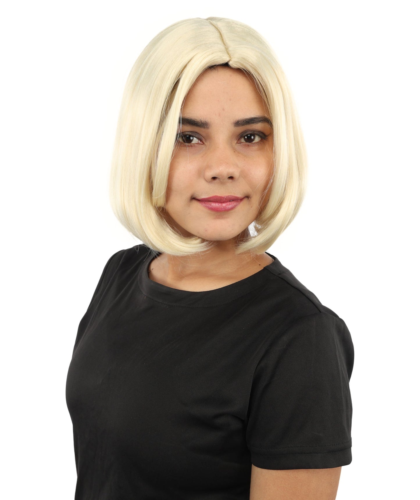 Adult Women's Two-Tone Bob Wig | Multiple Color Options | Short Straight Blunt Cut Inspired by American Pop Artist Look | Natural Hairline for Halloween and Cosplay