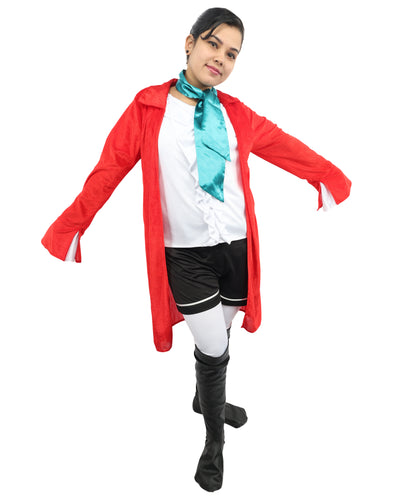 HPO Women's Nautical Pirate Captain Multicolor Costume | Jersey and Satin Construction with Neck Muffler and Shoe Covers | Ideal for Halloween, Theater, Drag, and Themed Performance Events