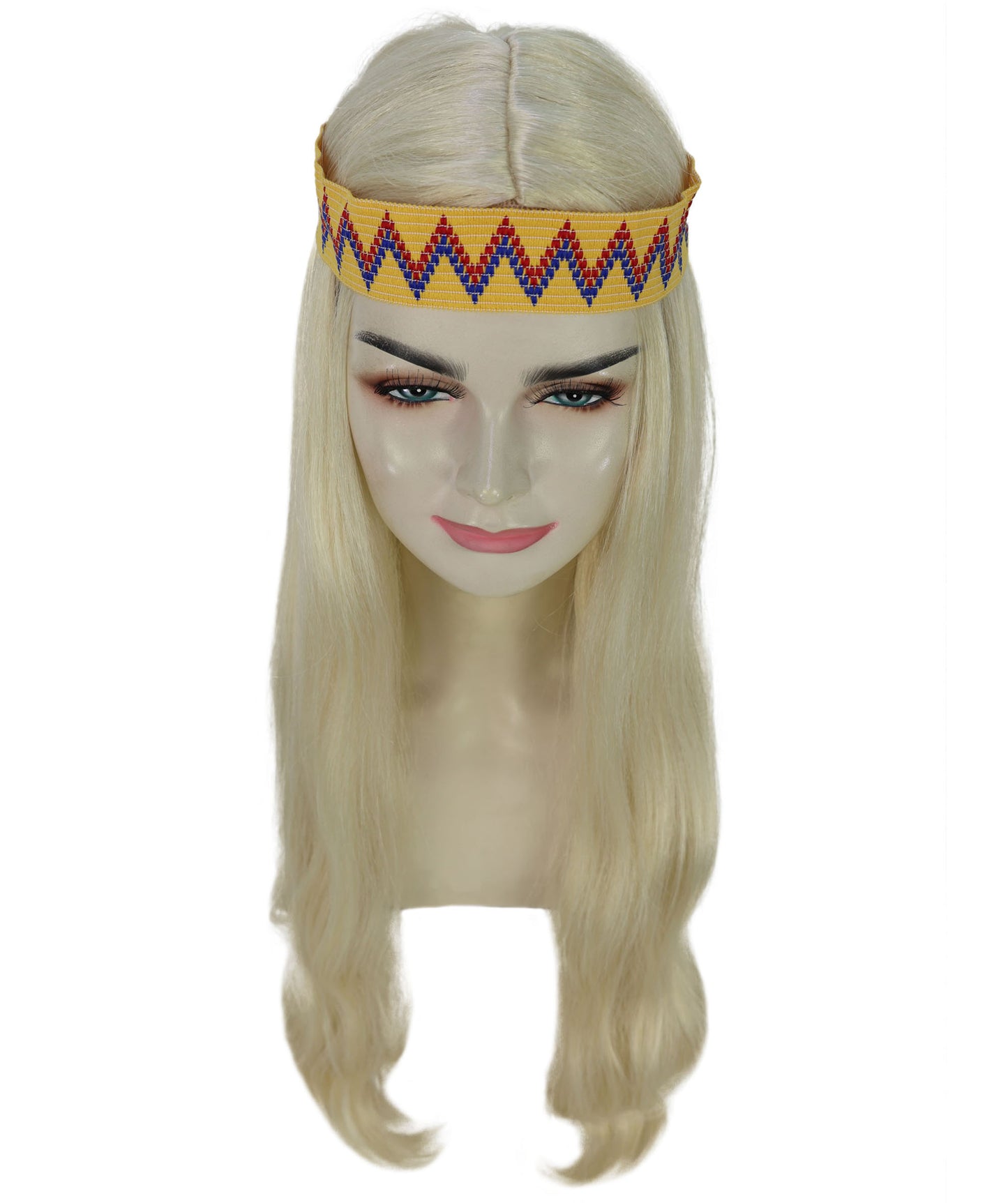 HPO Adult Female WIG Hippie Long with Headband – Boho Multiple Wigs Premium Breathable Capless Cap with Flame Retardant Synthetic Fiber Hair