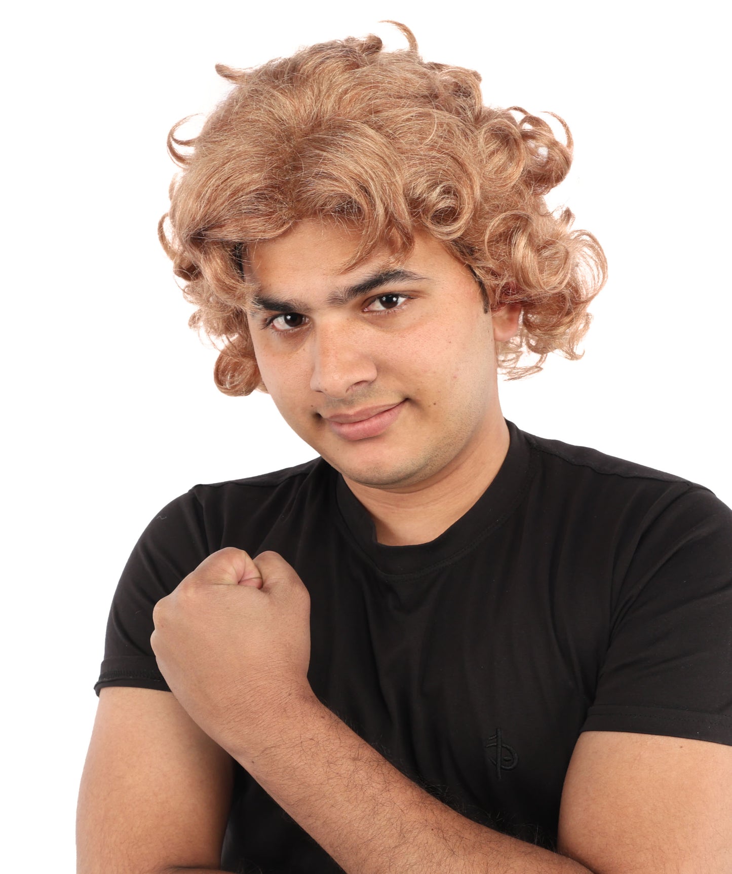 HPO Men's Animated Character 11 Inch Golden Blonde Curly Wig | Capless Flame-Resistant Synthetic | Fantasy Hero Costume Hair