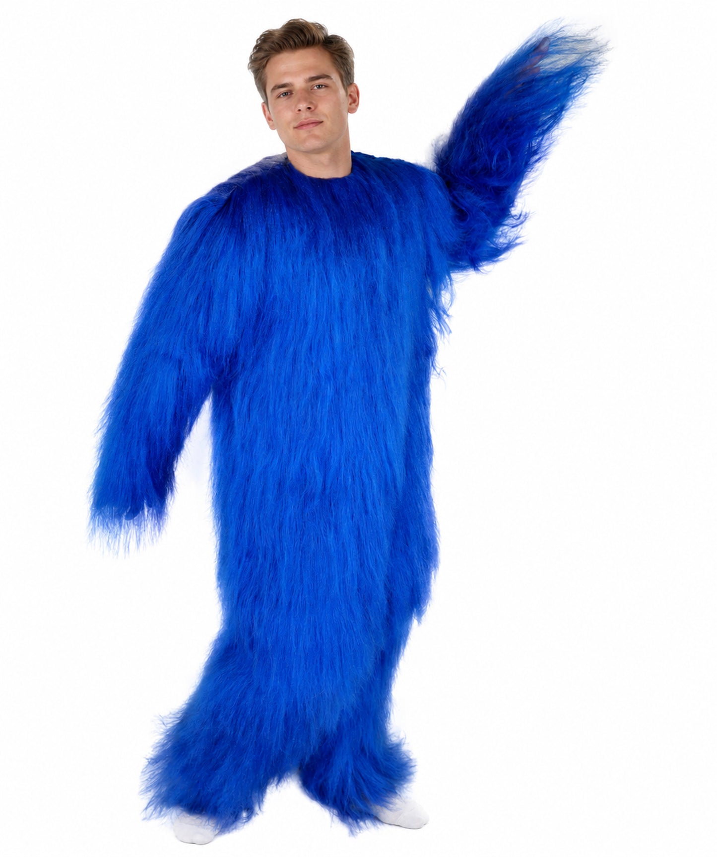 HPO Unisex Extreme Hairy Person Costume, Mask and Bundle - Full-Body Hair Suit Extra-Long Ash Brown Costume Wig for Halloween, Cosplay & Parties