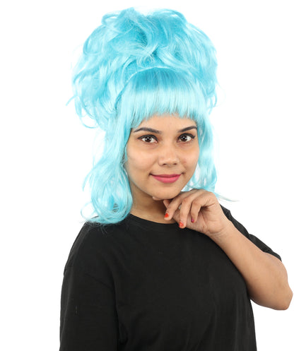 HPO Adult Women's Elegant Updo Tendril Wig | Multiple Color Options | Pastel peach hue, create of synthetic fiber, high teased volume with face-framing strands, breathable capless cap | Party, Halloween, theater, drag, performance, costume events