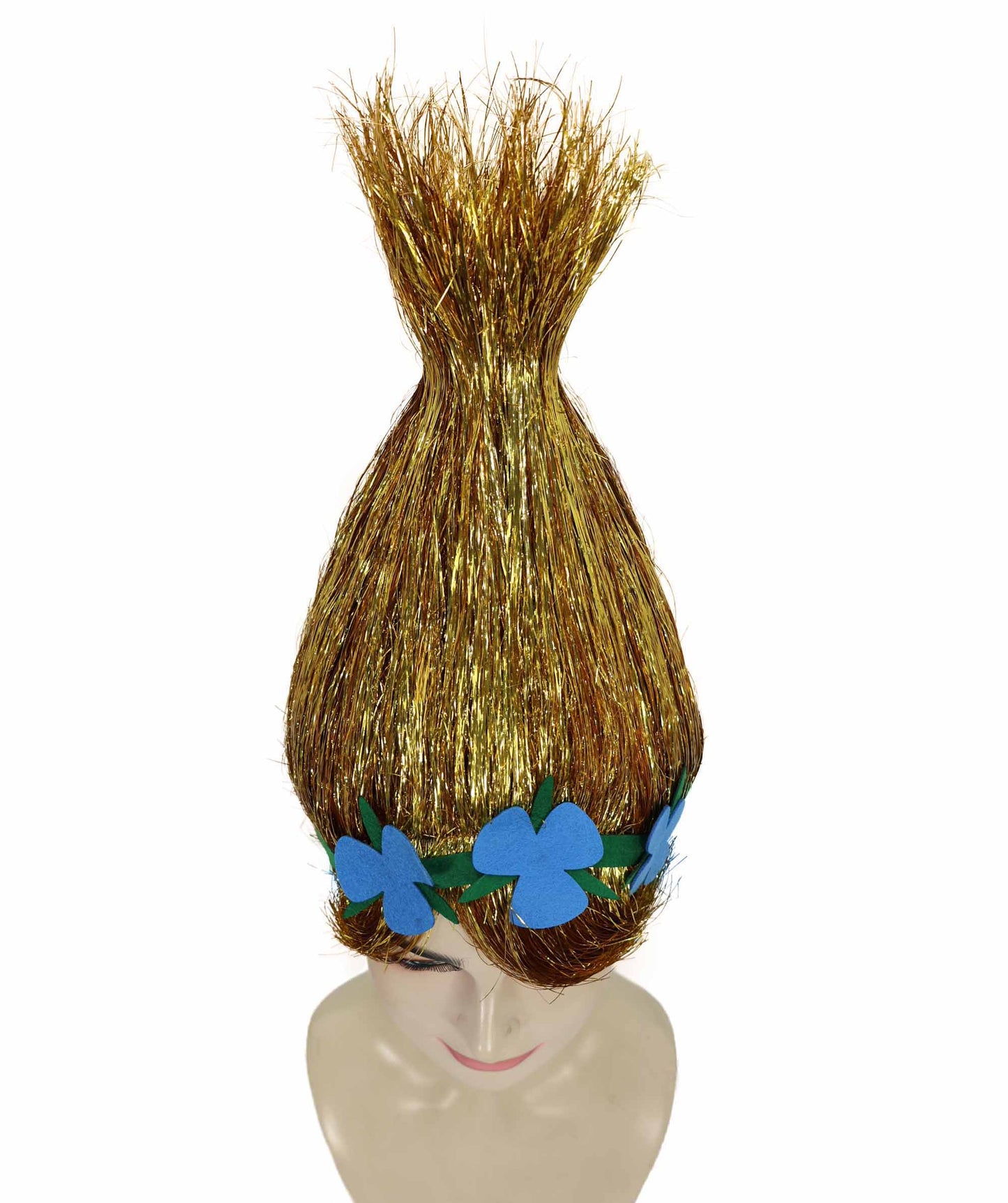 HPO Animated Movie Character Spike Red Tinsel Troll Wig With Flower I Halloween  Wig I Tinsel Material