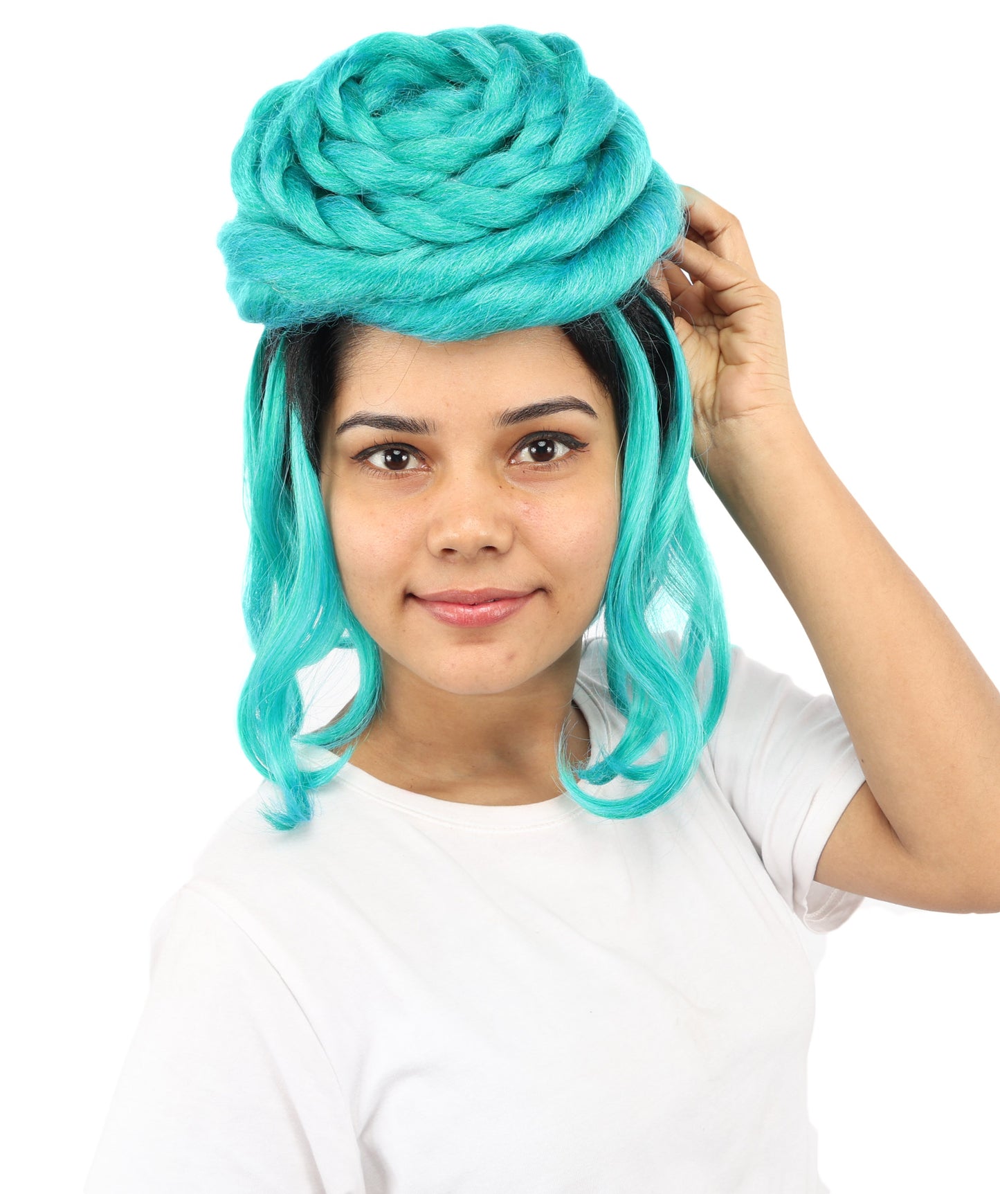 HPO Women's Wild Shaggy Rocker Wig | Multi-colored dark base, create of synthetic fiber, massive frizzy volume, breathable base | Party, Halloween, theater, drag, performance, costume events