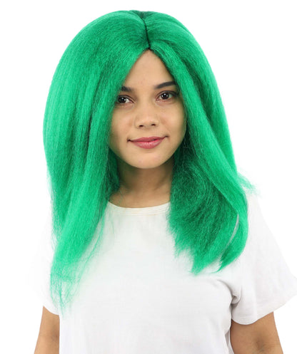 HPO Adult Women's Long Rounded Cartoon Hair Wig | Multiple Color Options | Bubble Bob, Deep Side Part, Heat Friendly Synthetic Strands & Breathable Net | Fancy Dress, Stage Show, Animated Character Events, Halloween & Festival