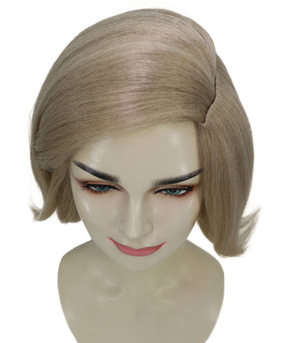 HPO Adult Women’s Blonde Wavy Bob Wig | Soft Layered Cut with Side Part for Fashion Styling | Capless Cap Design | Ideal for Halloween