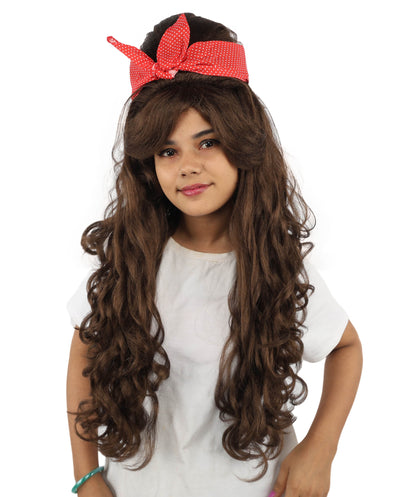 HPO Women’s Retro Beehive Wig with Red Bow | Multicolor Options | Extra Long Wavy Fancy Dress Accessory | Fancy Dress Accessory | Celebrity-Inspired Hair for Halloween, Cosplay & Music Tribute Parties