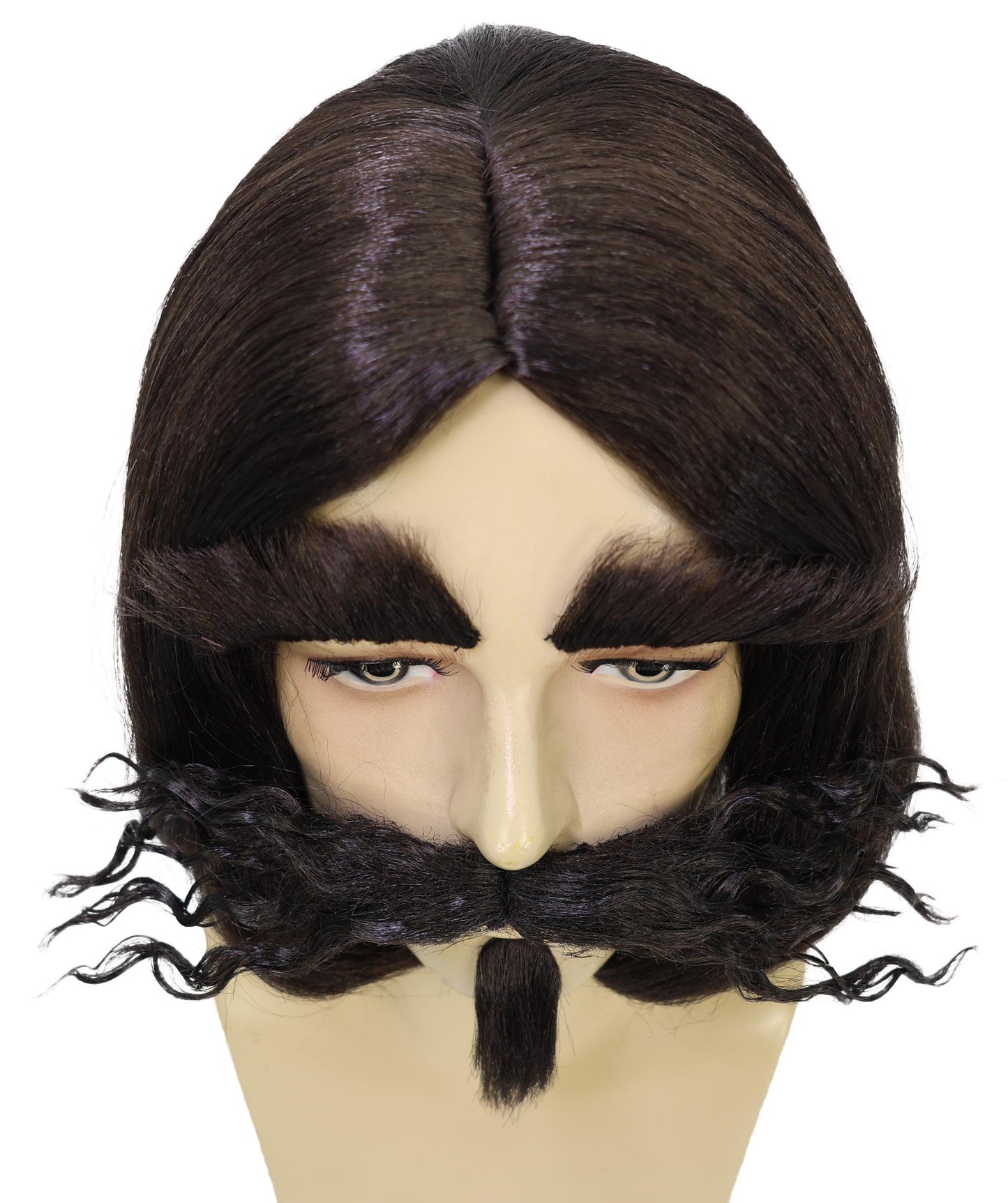 HPO Men's Whimsical Magician Wig With Beard, Mustache & Eyebrow Set Facial Hair – Synthetic Hairpiece for Stage, and Costume Parties