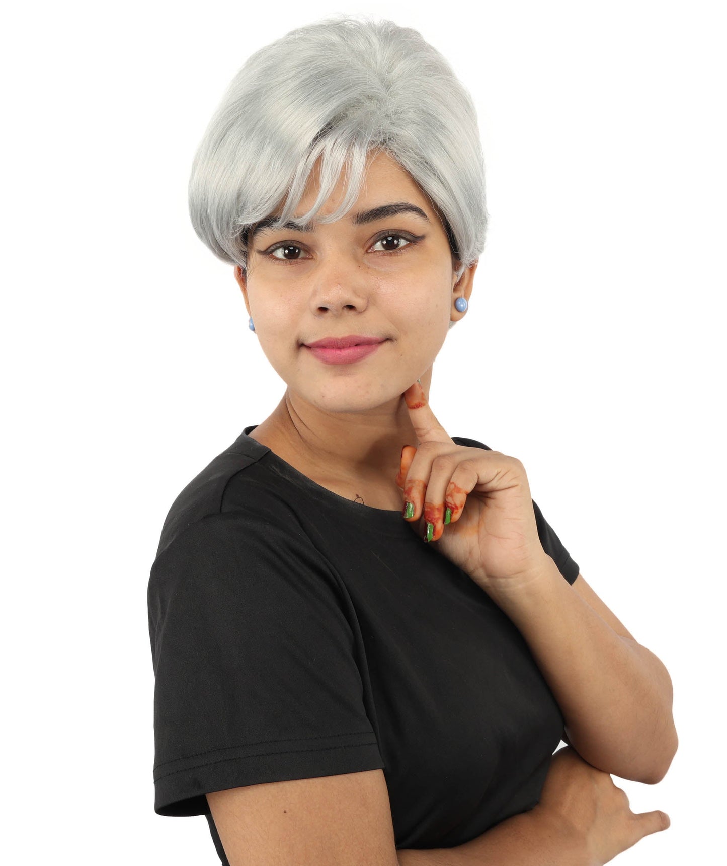 HPO Adult Women’s Short Black Wig | 10 Inch, Sleek and Smooth Bob Hairpiece | Ideal for Cosplay, Costume, and Themed Events