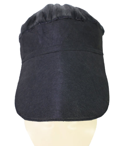 HPO Adult Women’s 16-Inch Synthetic Kinky Straight Ponytail Wig with Hat | Natural Black Fluffy Hair with Adjustable Straps | Ideal for Halloween | Breathable Capless Cap