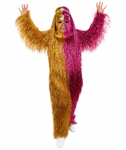 HPO Teen Extreme Hairy Two Part Costume Bundle & Mask Set - Full-Body Hair Suit Extra-Long Costume Wig for Halloween, Cosplay & Parties - Multiple Color Options