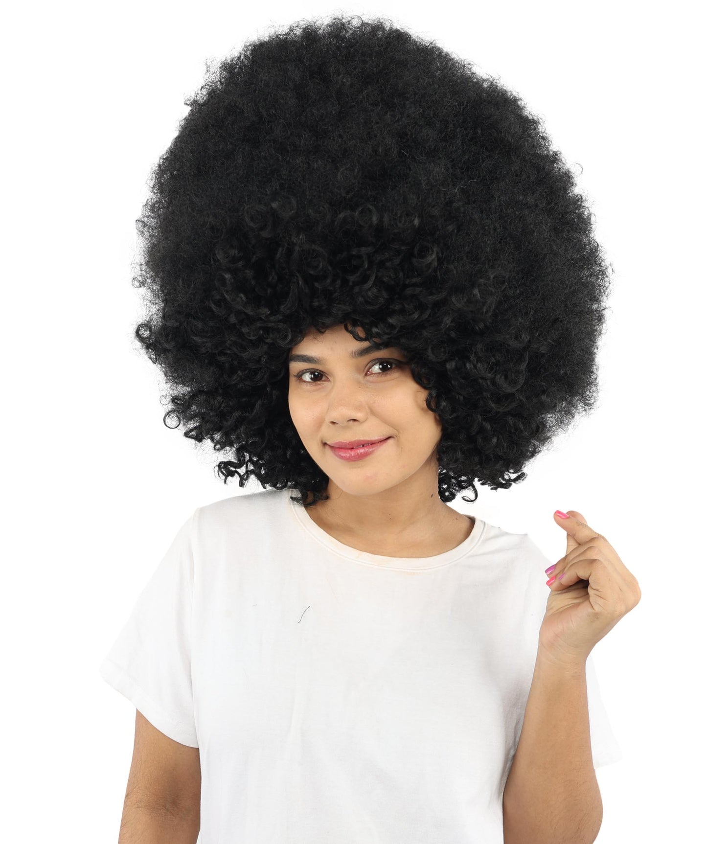HPO Women's Giant White Glitter Afro Wig | Massive Puffy Sparkle Hair with Silver Sheen, Synthetic Fiber & Breathable Cap | Halloween, Troll Roleplay, 70s Disco Party, Theater & Funny Costume