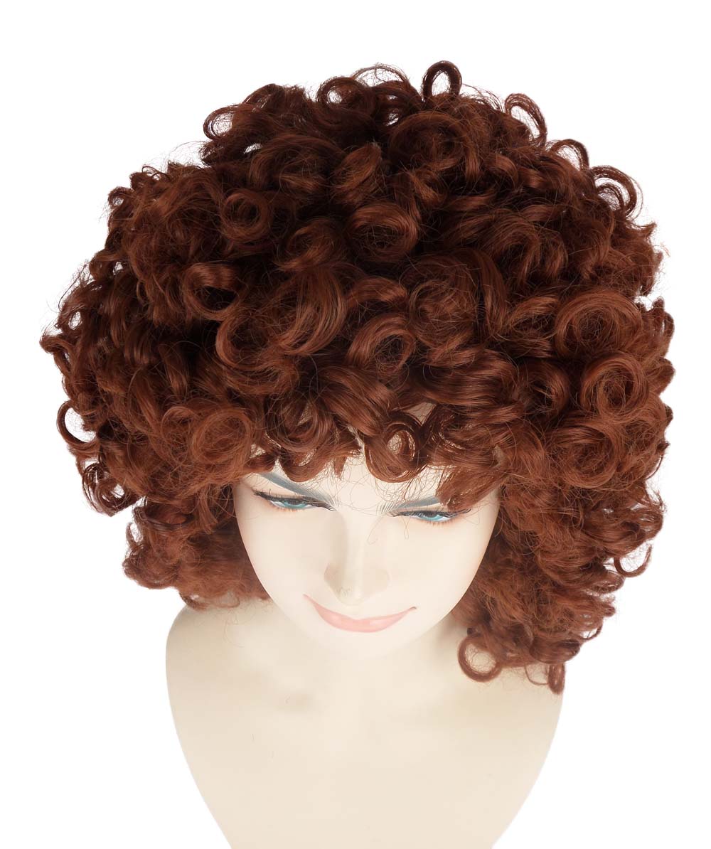 HPO Women's Medium Curly Olympian Lady Wig Collection | Fancy Halloween Wigs | Premium Breathable Capless Cap